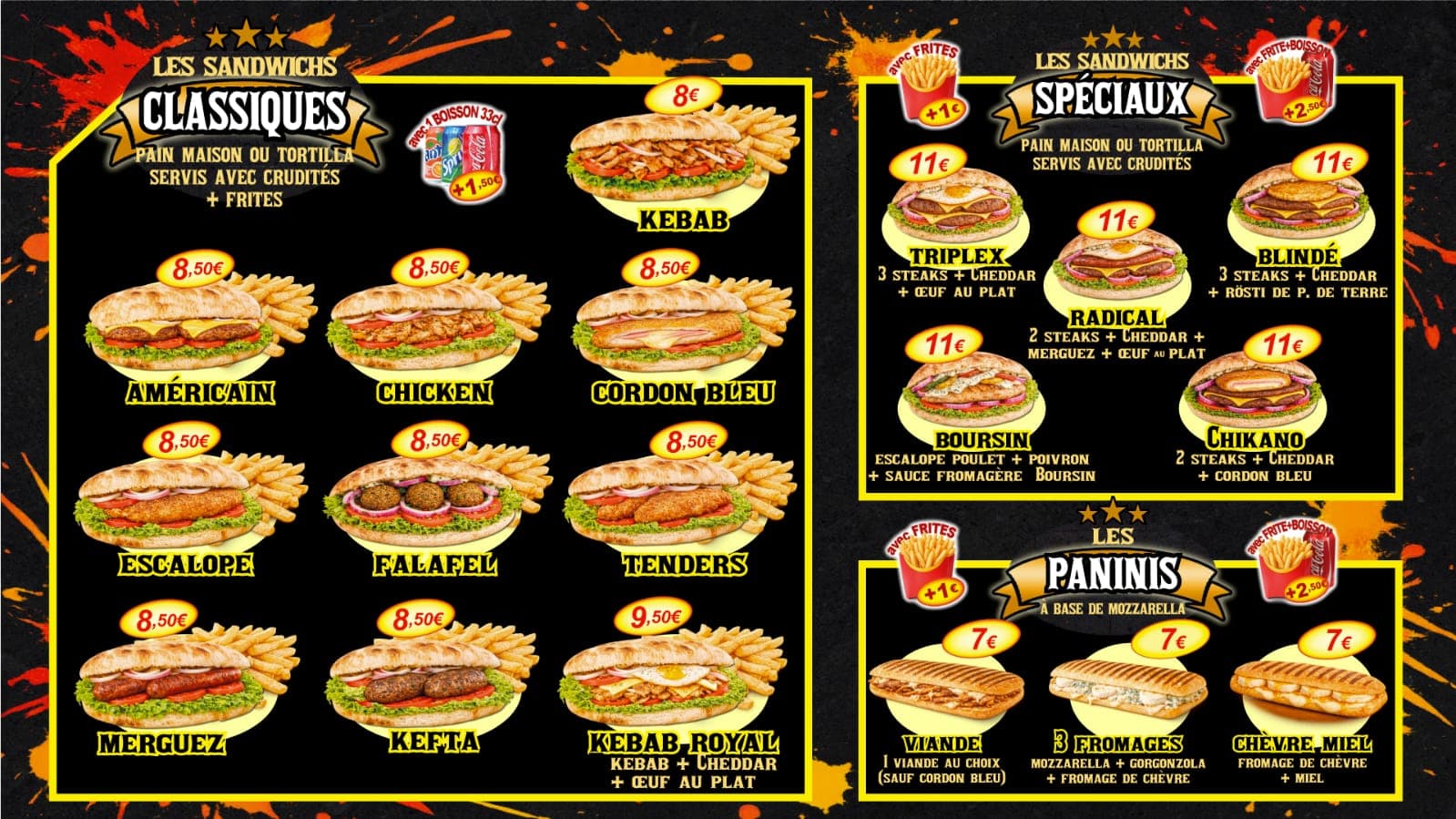 Menu Chikano : Sandwichs & paninis